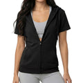 Givon Womens Slim Fit Zip Up Hoodie Short Sleeve Thin Jacket Full Zip Sweatshirt With Plus Size