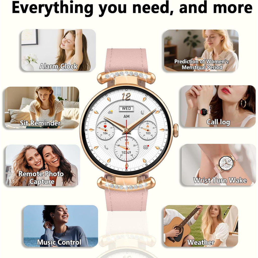 Smart Watches for Women,Answer/Make Call,1.32" AMOLED Ultra-Clear Screen Women Watch with Heart Rate,Sleep Monitor, Fitness Watch for Samsung/Android/iOS,100+ Sports Mode,3ATM Waterproof