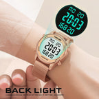 Women'S Step Counter Pedometer Watch With Stainless Steel Bracelet, Stylish Design, No App, No Charging Needed For Step, Calorie, Distance, Alarm, Countdown Timer，Tu-2401