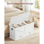 Vasagle Storage Chest, Storage Bench With 2 Fabric Drawers, Farmhouse Style, For Entryway, Bedroom, Living Room, 15.7 X 39.4 X 19.9 Inches, Cloud White Ulsb043W01