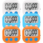 6 Pack Small Digital Kitchen Timer Magnetic Back And On/Off Switch,Minute Second Count Up Countdown (Multicolored)