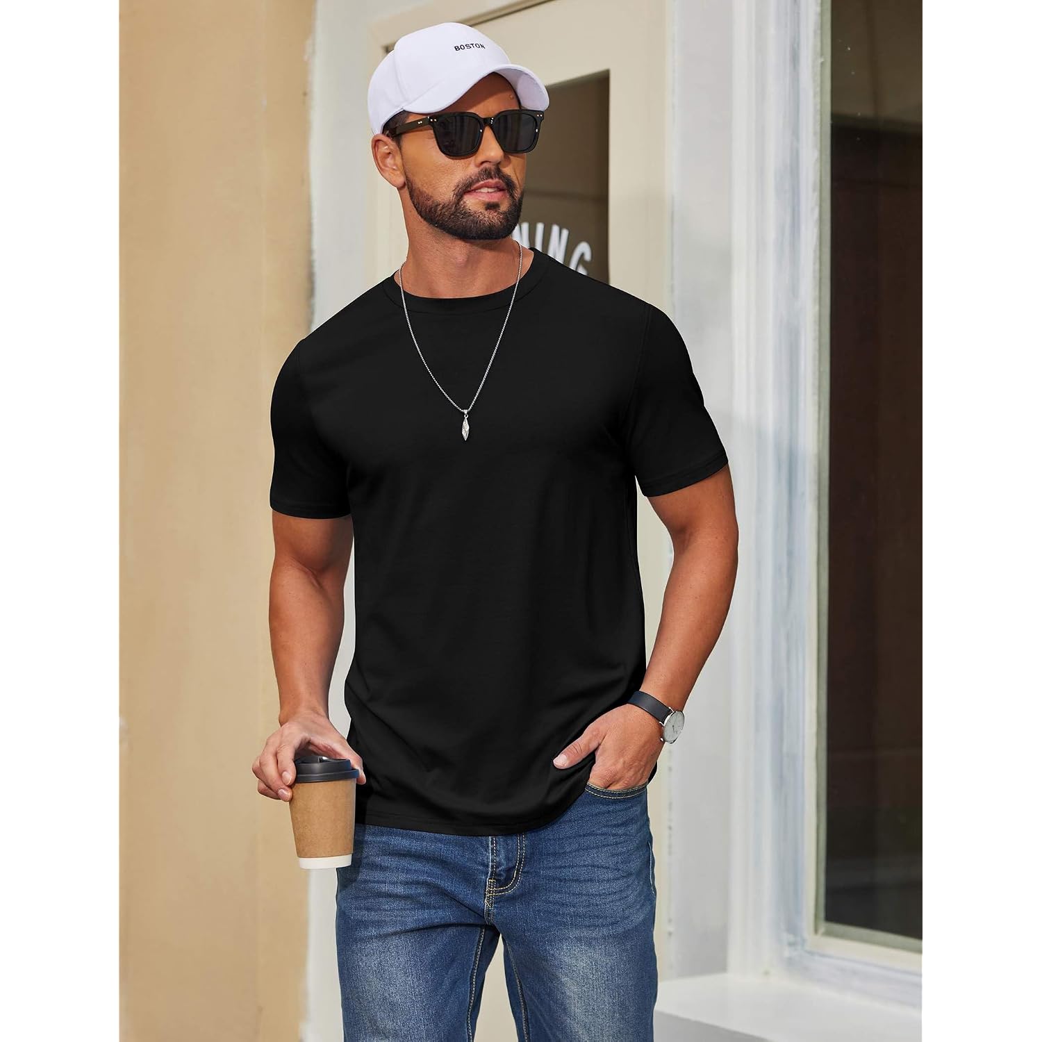 Coofandy Men'S T Shirt Short Sleeve Cotton Blend T-Shirts Crew Neck Casual Summer Basic Tee Shirts