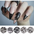 10 Rolls Retro Holographic Nail Foil Transfer Stickers Black Lace Laser Foils Nail Art Supplies Starry Paper Designs for Acrylic Decorations Women DIY Nail Arts Manicure Wraps Charms