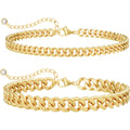 Foxgirl Gold Ankle Bracelets for Women 14K Gold Plated/Silver Anklets for Women Waterproof Minimalist Cuban Link Anklets Set Dainty Layered Ankle Bracelets Anklets for Women Gold Anklet Jewelry Gifts