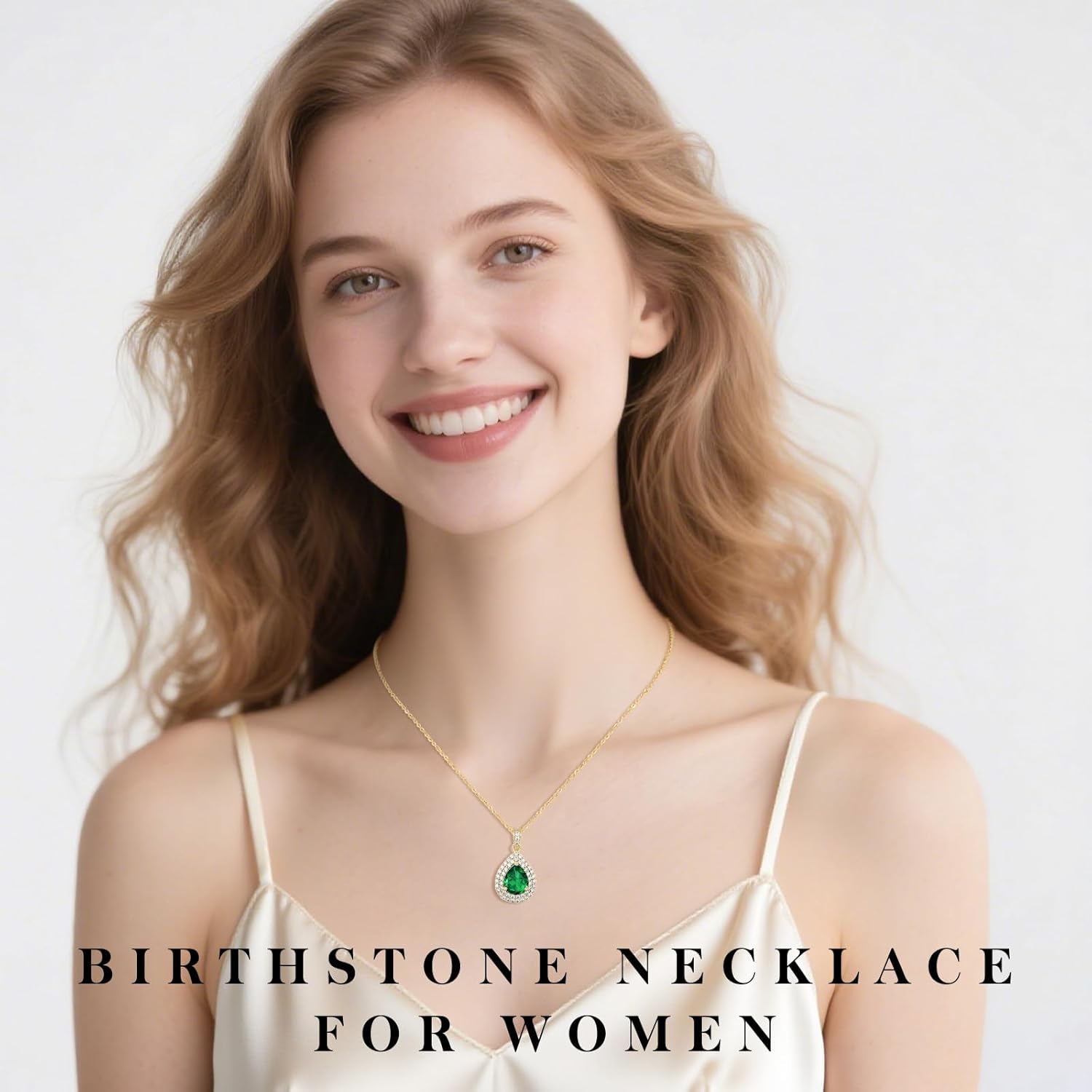 Birthday Gifts for Wife-18K Gold Plated Teardrop Birthstone Necklace- with Light-Up Gift Box,Anniversary Birthday Gifts for Women Her Wife Girlfriend Mom,Womens Jewelry