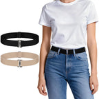 Elastic Belts for Women, No Show Flat Belt for Womens, Adjustable Stretchy Invisible Tuck Belt for Jeans
