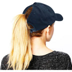 Eohak Ponytail Baseball Hat Distressed Retro Washed Womens Twill