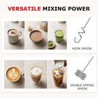 Bonsenkitchen Rechargeable Milk Frother With Stand, 3-Speed Handheld Coffee Frother, Dual Spring Whisk Electric Hand Frother Wand Drink Mixer For Lattes Cappuccino Protein, Kitchen Gifts