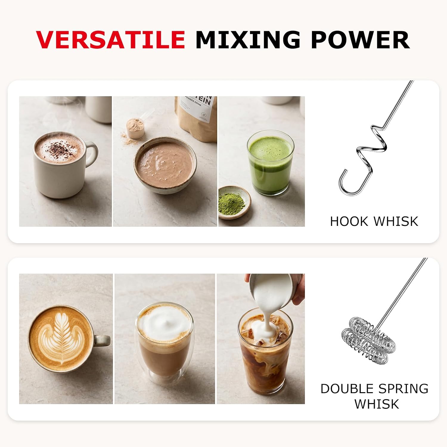 Bonsenkitchen Rechargeable Milk Frother With Stand, 3-Speed Handheld Coffee Frother, Dual Spring Whisk Electric Hand Frother Wand Drink Mixer For Lattes Cappuccino Protein, Kitchen Gifts