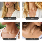 MONOZO Gold Cross Necklace for Women Girls, 14K Gold Plated Layered Cross Necklace Tiny Sideway Choker CZ Necklaces for Women Trendy Christian Baptism Religious Faith Jewelry Gifts