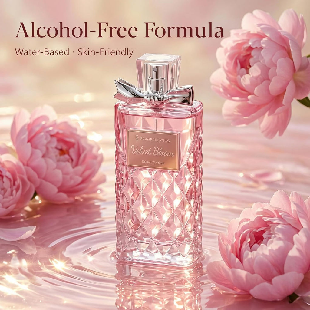 Perfume for Women, Alcohol-Free Long Lasting Floral Fragrance, Light & Soft Scent with Rose, Jasmine & Peony, Peach, Patchouli & Musk Base, 100ml / 3.4 fl oz, Gift for Women & Moms (Velvet Bloom)