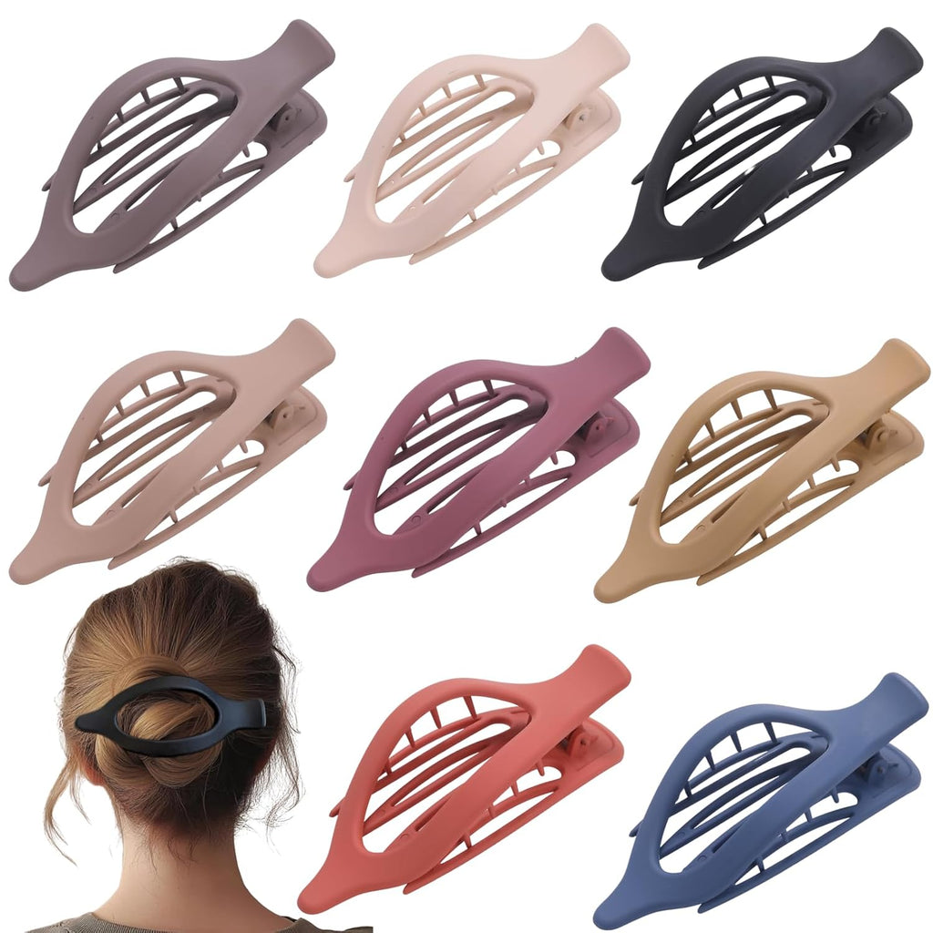 8 Pack Flat Hair Clips For Women,Matte No Crease Flat Claw Clips, Large Strong Hold Barrettes For Thick & Thin Hair, French Duckbill Styling Accessories