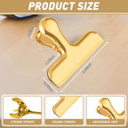 Funfery Chip Clips Bag Clips Gold Stainless Steel Clip For Food Storage,Air Tight Seal Chip Bag Clip 3 Inch Strong Food Clipp For Snack,Chips,Kitchen Decor,Home&Office Paper Heavy Duty-8 Pack