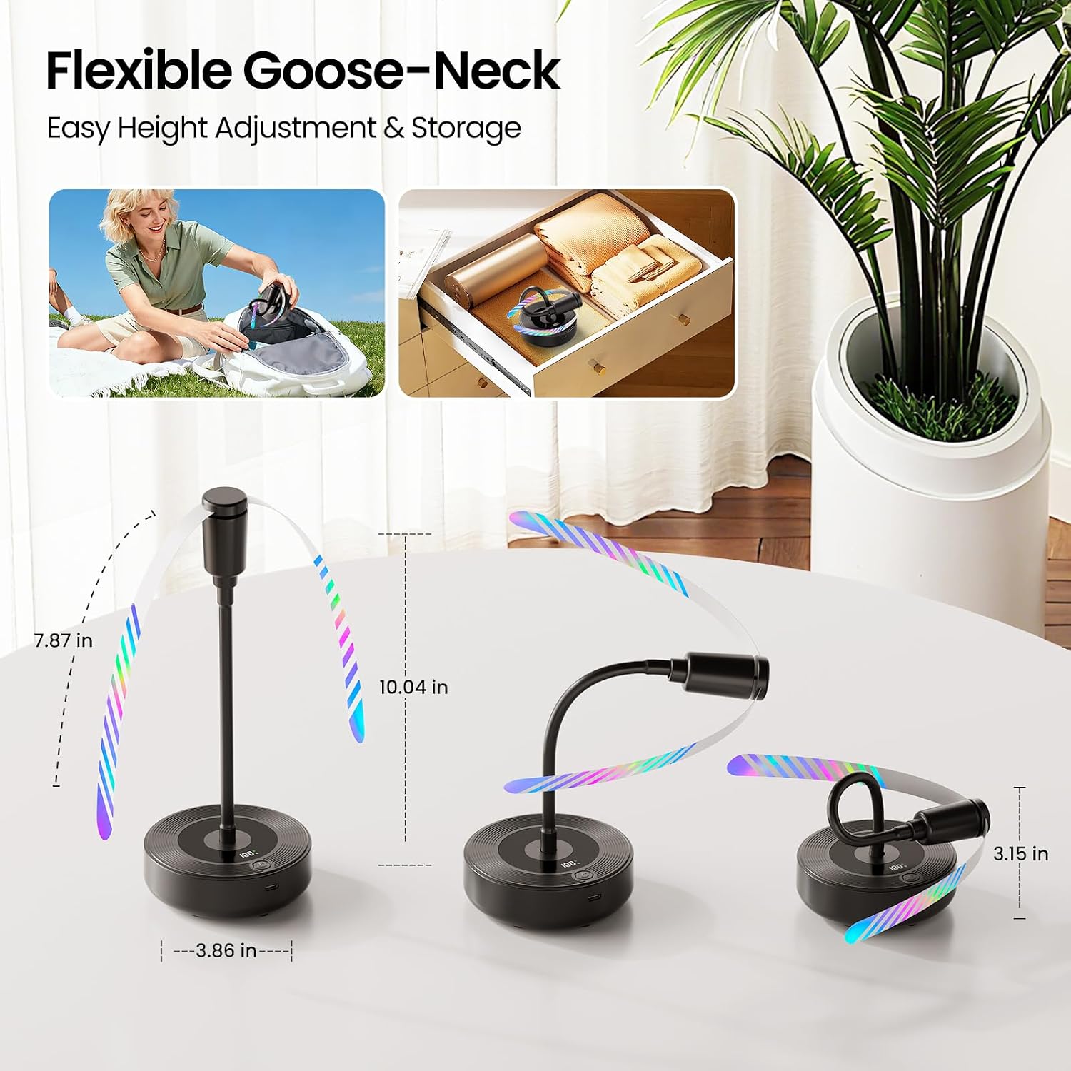 Tripole Fly Fans For Tables With Battery Display, Rechargeable, 20H Runtime | 2000Mah Rechargeable Food Fan, Quiet Operation, Flexible Neck For 360° Coverage Outdoor Fan For Picnic, Party, Bbq, Kitchen