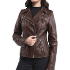 Strega Women'S Lambskin Leather Motorcycle Jacket - Real Leather Biker Jacket Women With Leather Pullers For Timeless Style