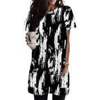 KISSMODA Womens Summer Tunic Tops for Leggings Casual Short Sleeve Long Shirts with Pockets