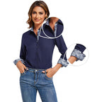 Esabel.C Womens Dress Shirts Cotton Long Sleeve Regular Fit Stretch Button Down Blouse