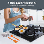 4‑Cup Nonstick Egg Pan Set With Lid – Aluminum Omelette Skillet For Breakfast, Includes Silicone Scraper, Oil Brush, Chopsticks & Cleaning Cloth – Compatible With Gas & Induction Cooktops (Black)