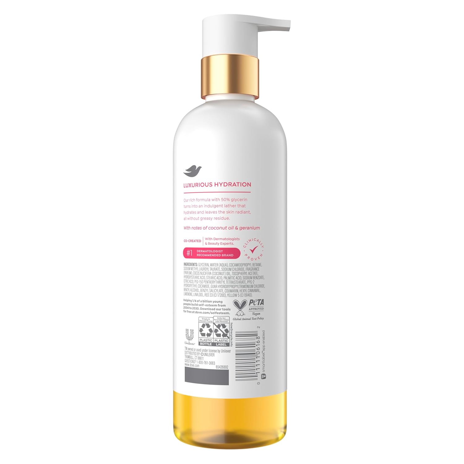 Dove Serum+ Shower Oil Body Wash Dewy, Coconut & Geranium Oil, 15.3 Fl Oz I Hydrating Shower Oil Body Wash With Glycerin Serum For Soft, Dewy Skin Without Greasy Residue