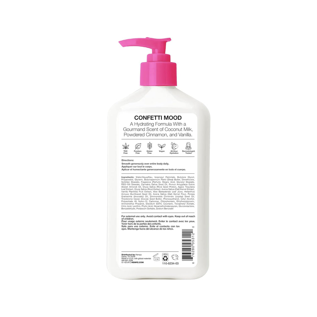 Hempz Body Lotion - Buttercream Vanilla Cake Celebration - Limited Edition Daily Moisturizing Cream, Shea Butter, Aloe - Skin Care Products, Hemp Seed Oil - 17 Oz