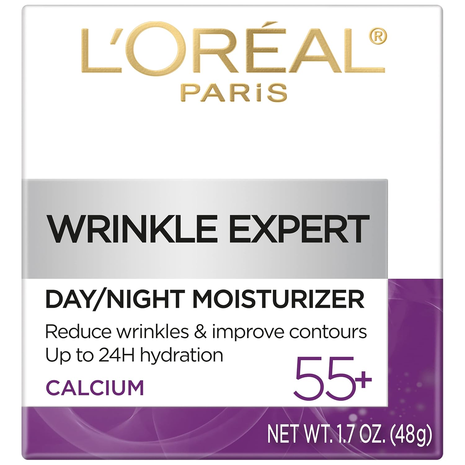L'Oreal Paris Wrinkle Expert 55+ Anti-Aging Face Moisturizer With Calcium, Non-Greasy, Suitable For Sensitive Skin 1.7 Fl. Oz