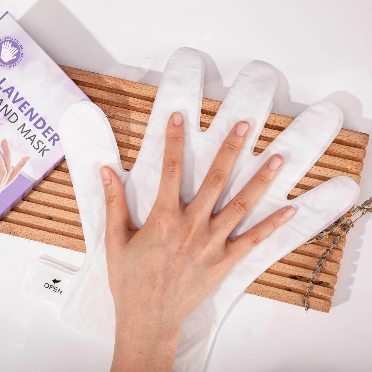 Joyeee Hand Masks for Dry Cracked Hands, 5 Pairs Lavender Intensive Repairing Hand Mask Gloves for Dry, Aging, Cracked Hands, Single-Use Gloves, Mothers Day Gifts for Women, Wife