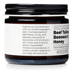 Santa Cruz Paleo, Beef Tallow, Beeswax & Honey Face Moisturizer, Organic, Unscented Grassfed Beef Tallow Skin Care, Sunscreen Free, Non Comedogenic Face & Body Moisturizer For Sensitive Skin, 2 Oz