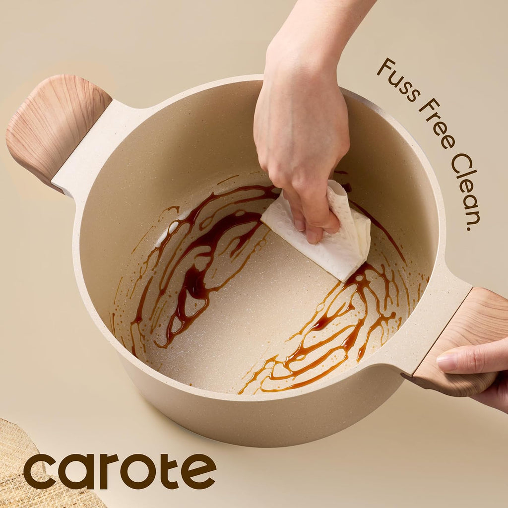 Carote 5 Qt Nonstick Stock Pot With Lid Soup Pot, Ceramic 5 Quart Casserole With Lid, Easy To Clean Non Stick Cooking Pot Cookware Pfoa Free, Ceramic Oatmeal