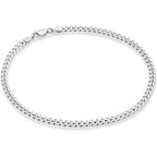 Miabella Solid 925 Sterling Silver Italian 3.5mm Diamond Cut Cuban Link Curb Chain Anklet for Women, Made in Italy