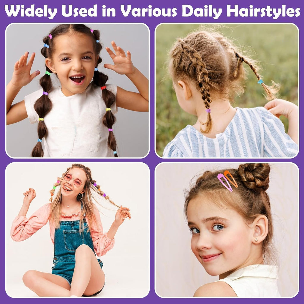 Hair Accessories for Girls, 1698 Pcs Hair Rubber Bands with Elastic Hair Ties Hair Clips Hair Wax Stick Spray Bottle Hair Styling Tools