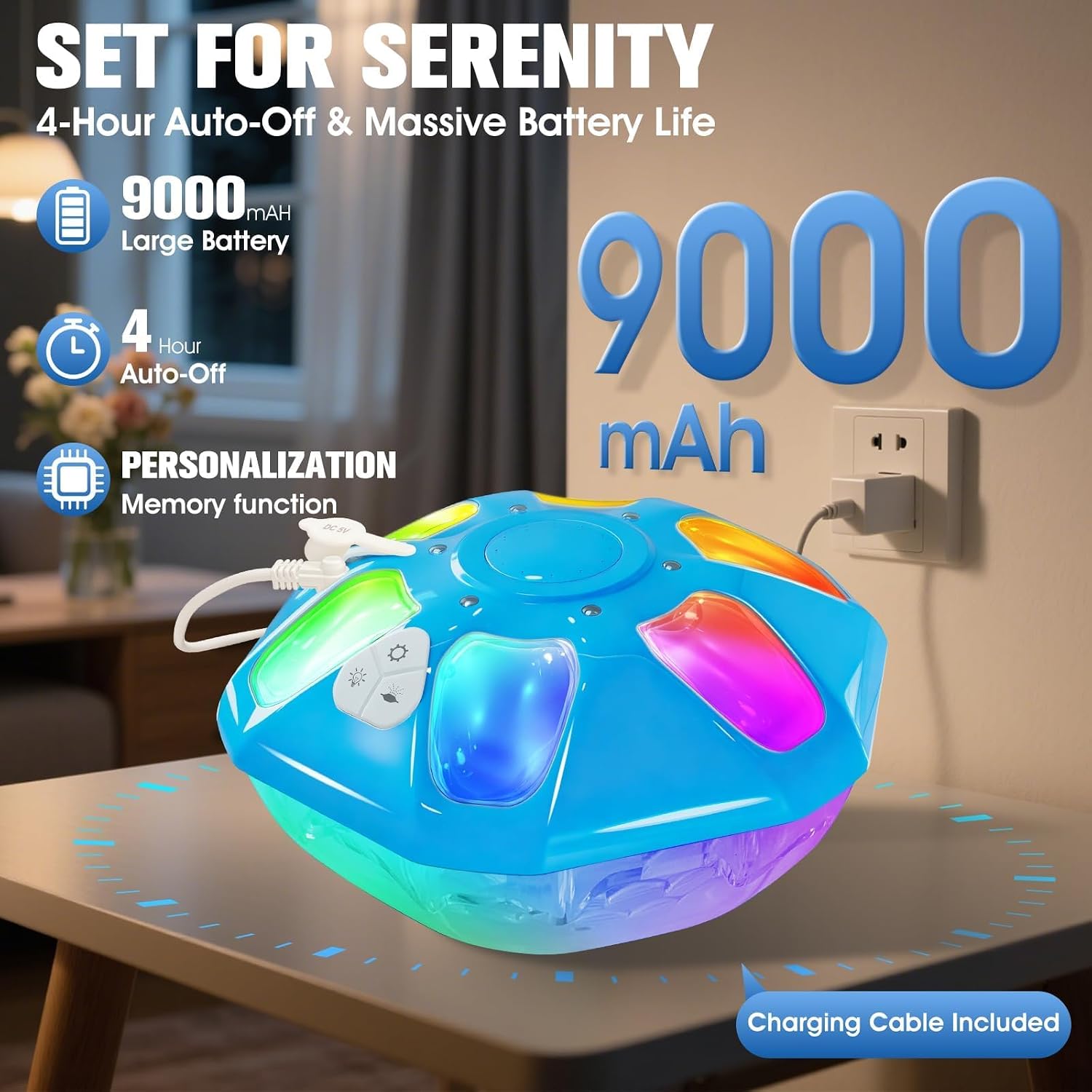 2026 Upgraded Pool Fountain,9000Mah Rechargeable Floating Pool Fountain With Light Show,Above Ground Pool Water Fountain Pump With Anchor,Large Swimming Pool Fountain For Inground Pool-1Pc,Blue