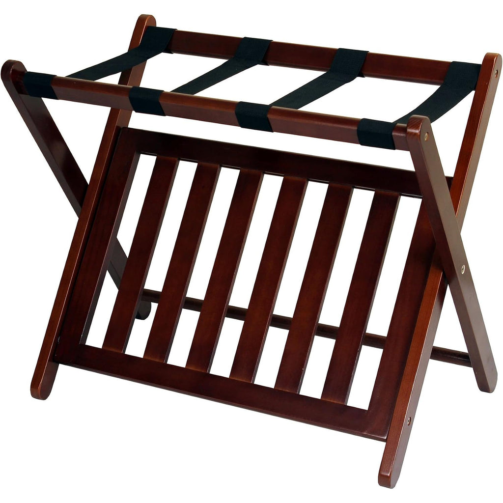 Casual Home Luggage Rack, Walnut, Solid Wood