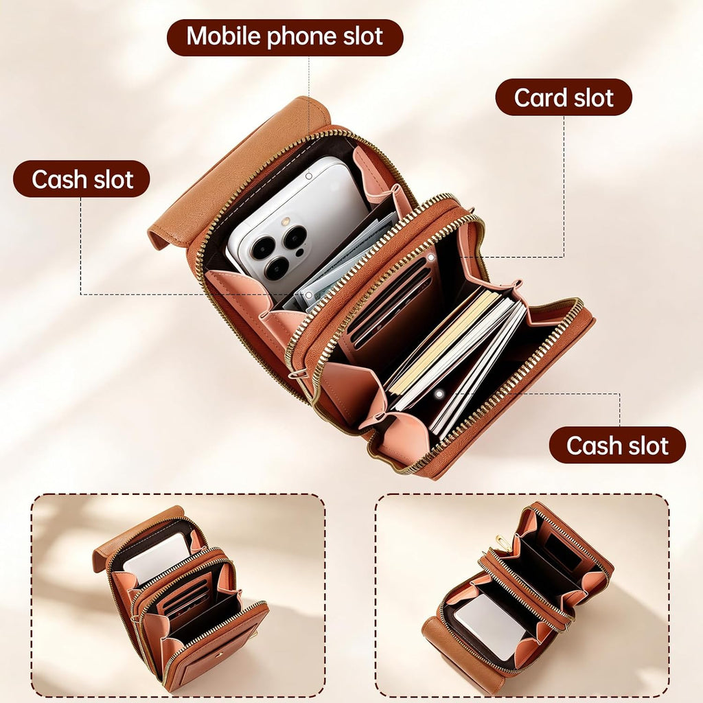 Women'S Phone Messenger Bag, Crossbody Phone Wallet, Rfid Touch Screen Crossbody Phone Purse, Anti-Theft Shoulder Strap
