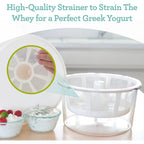 Euro Cuisine GY50 Greek Yogurt Maker with Ultra Fine Mesh Strainer Basket, BPA Free, Patented Greek Yogurt Strainer for Homemade Greek Yogurt (White)
