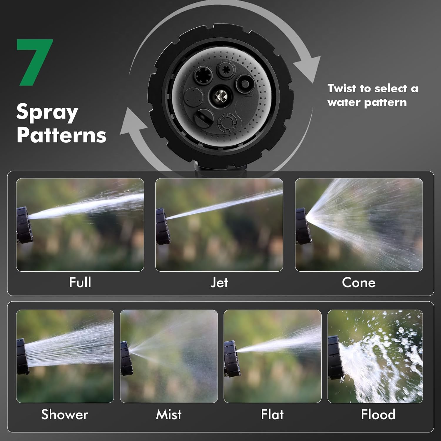 Restmo Heavy Duty Hose Nozzle, Metal Garden Water Hose Sprayer | 7 Watering Patterns, Thumb Control, On Off Valve, Leak Proof Nozzle Sprayer For Watering Plants, Car & Pet Washing, Bronze