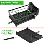 Kmiectse Dish Drying Rack - Space-Saving Small Dish Rack for Kitchen Counter, Rust-Resistant Kitchen Drying Rack, Compact Dish Drainer Organizer with Utensil Holder for Home Kitchen, Black