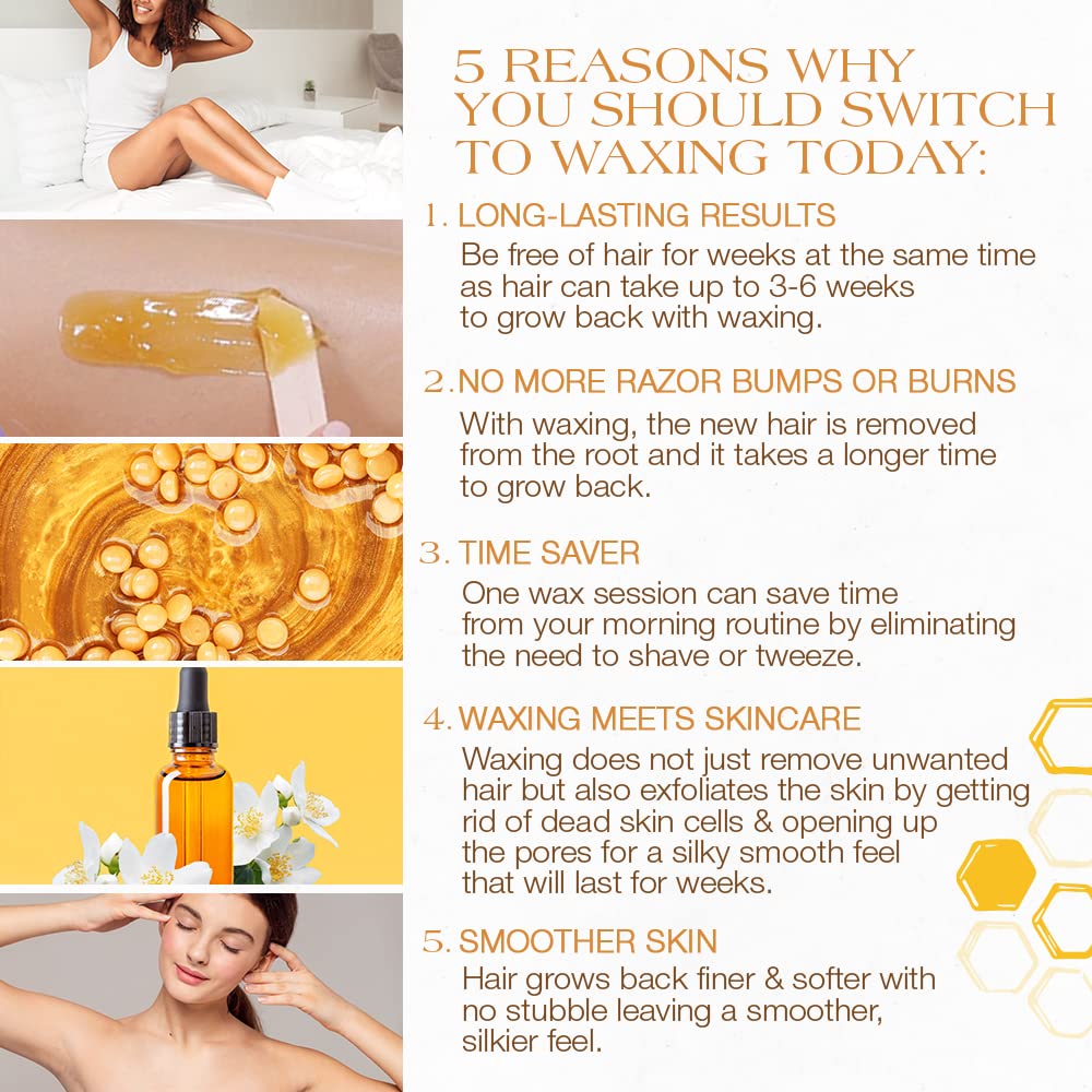 GiGi Golden Honee Hard Wax Beads – Stripless Hair Removal Wax for Face, Bikini, Legs & Body, All Purpose Waxing Beads for At-Home Waxing, 14 oz