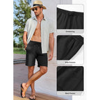 Jmierr Mens Casual 7" Shorts Summer Drawstring Elastic Waist Beach Sweat Shorts Texture With Pockets