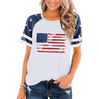 Patriotic Shirts for Women 4th of July T Shirts American Flag Graphic Tees Tops Raglan Short Sleeve Fourth of July Outfits