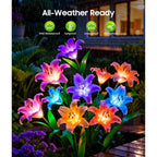 Letmy Solar Garden Lights, 4 Pack Solar Flower Lights With 6 Head Bigger Lily Lights, Ip65 Waterproof Solar Lights Outdoor, Decorative Lights For Garden, Patio, Yard, Flower Bed