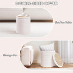 Round Storage Ottoman Foot Rest Stool With Tray Velvet Sherpa Folding Storage Ottoman,Boucle Foot Rest For Living Room, Bedroom, Dorm（White）