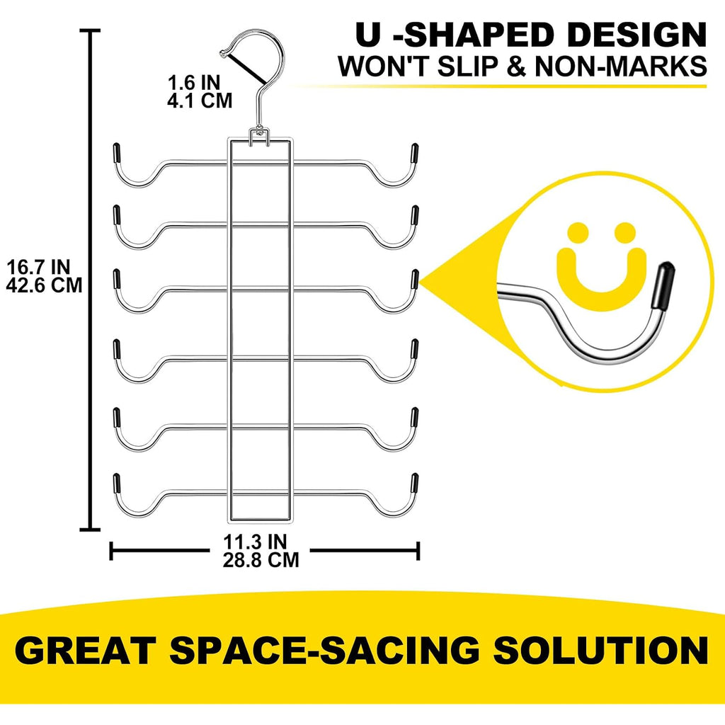 Metal Tank Top Hanger 2 Pack, Space Saving Bra Organizer With 24 Easy Access Hooks, 360° Swivel Closet Organizers And Storage, Apartment College Dorm Room Essentials, Small Space Organization Solution