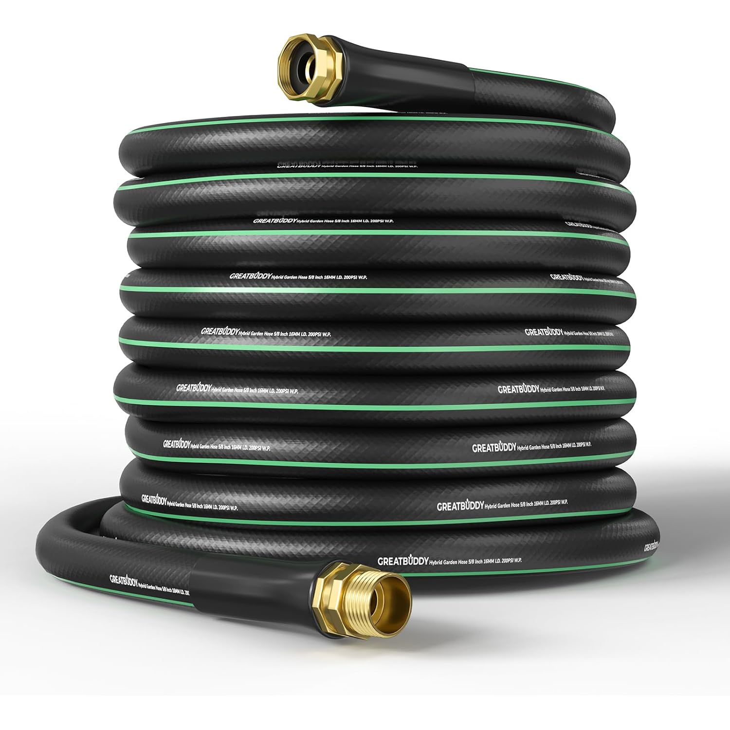 100 Ft Garden Hose, Flexible Rubber Water Hose 5/8", Heavy Duty, Lightweight Hose, Burst 600 Psi With Solid Brass Male To Female Fittings, Leakproof Hose For Backyard, Garden