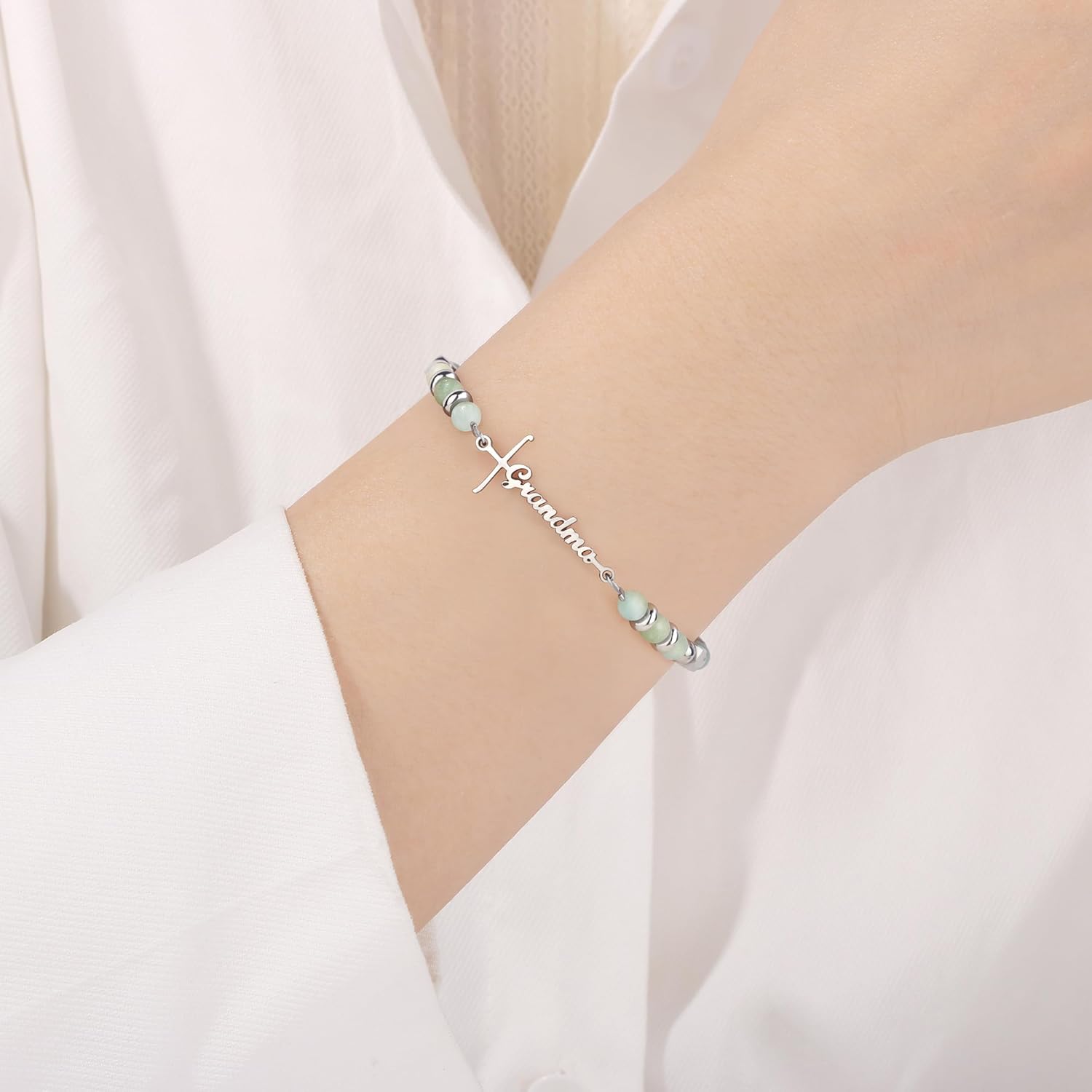 𝗚𝗶𝗳𝘁𝘀 𝗳𝗼𝗿 𝗪𝗼𝗺𝗲𝗻 𝗙𝗮𝗶𝘁𝗵 𝗖𝗿𝗼𝘀𝘀 𝗕𝗿𝗮𝗰𝗲𝗹𝗲𝘁 Mothers Day Birthday Graduation Gifts for Women Her, Natural Amazonite Colorful Imperial Jasper Infinity Love Heart Bracelets for Women
