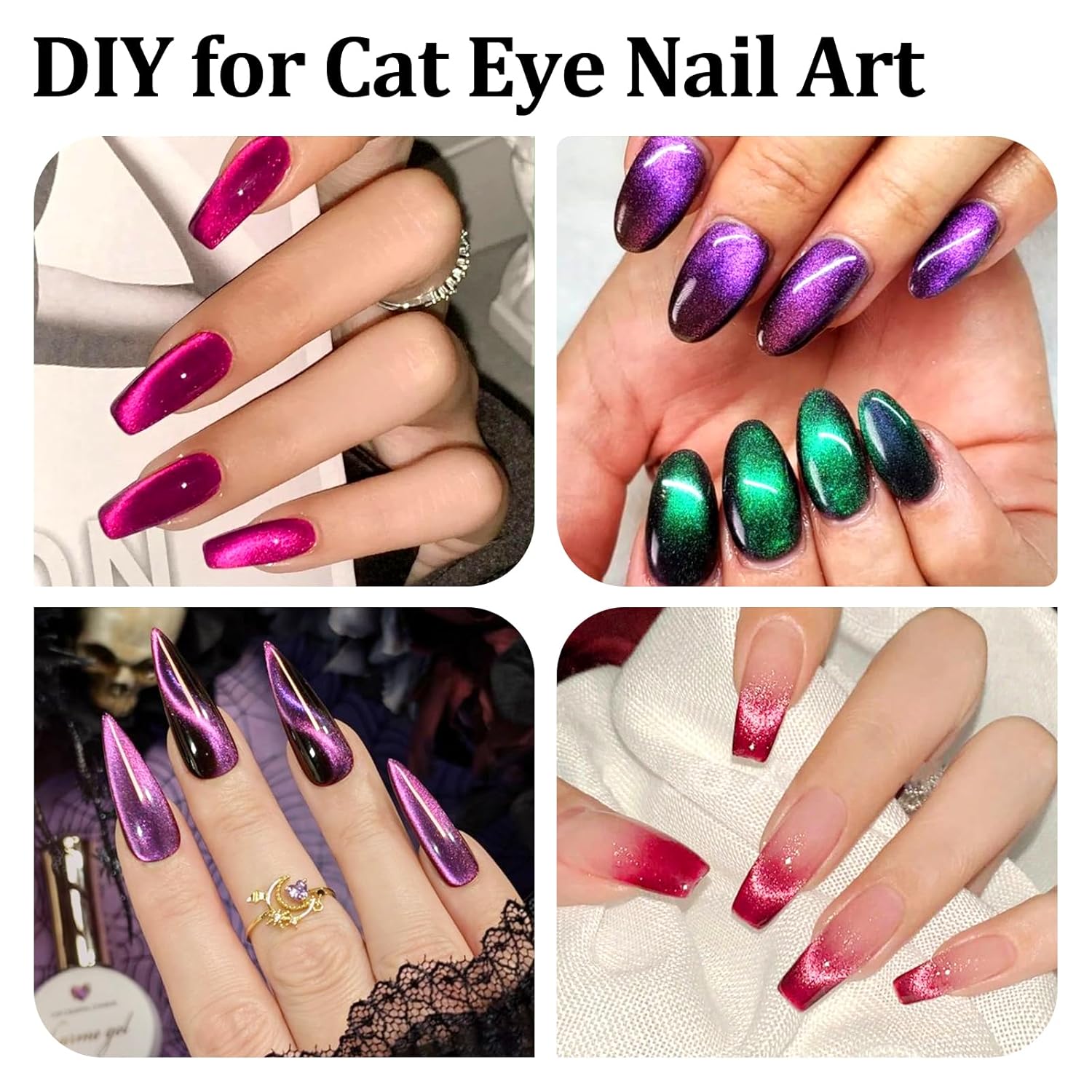41Pcs Nail Magnet Tool Set, Strong Cat Eye Gel Nail Polish Kit Magnetic Wand, Heart Nails CatEye Magnets Sticks for Home DIY Salon Nail Design Tools Nail Art Accessories