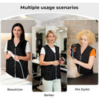 Noverlife Glitz Rhinestone Closure Stylist Vest, V-Neckline Baber Smock Zip Up Vest With 2 Front Pockets For Hair Salon