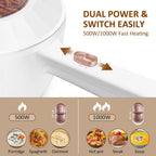 Bear Hot Pot Electric, 2L Multifunctional Portable Cooking Pot, 1000W Rapid Noodles Electric, Non-Stick Frying Pans For Steak, Egg, Ramen, Oatmeal With Dual Power Adjustment