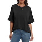 Anrabess Womens Tops Oversized T Shirts Short Sleeve Crewneck Summer Casual Loose Basic Tee Shirt 2026 Trendy Fashion Clothes