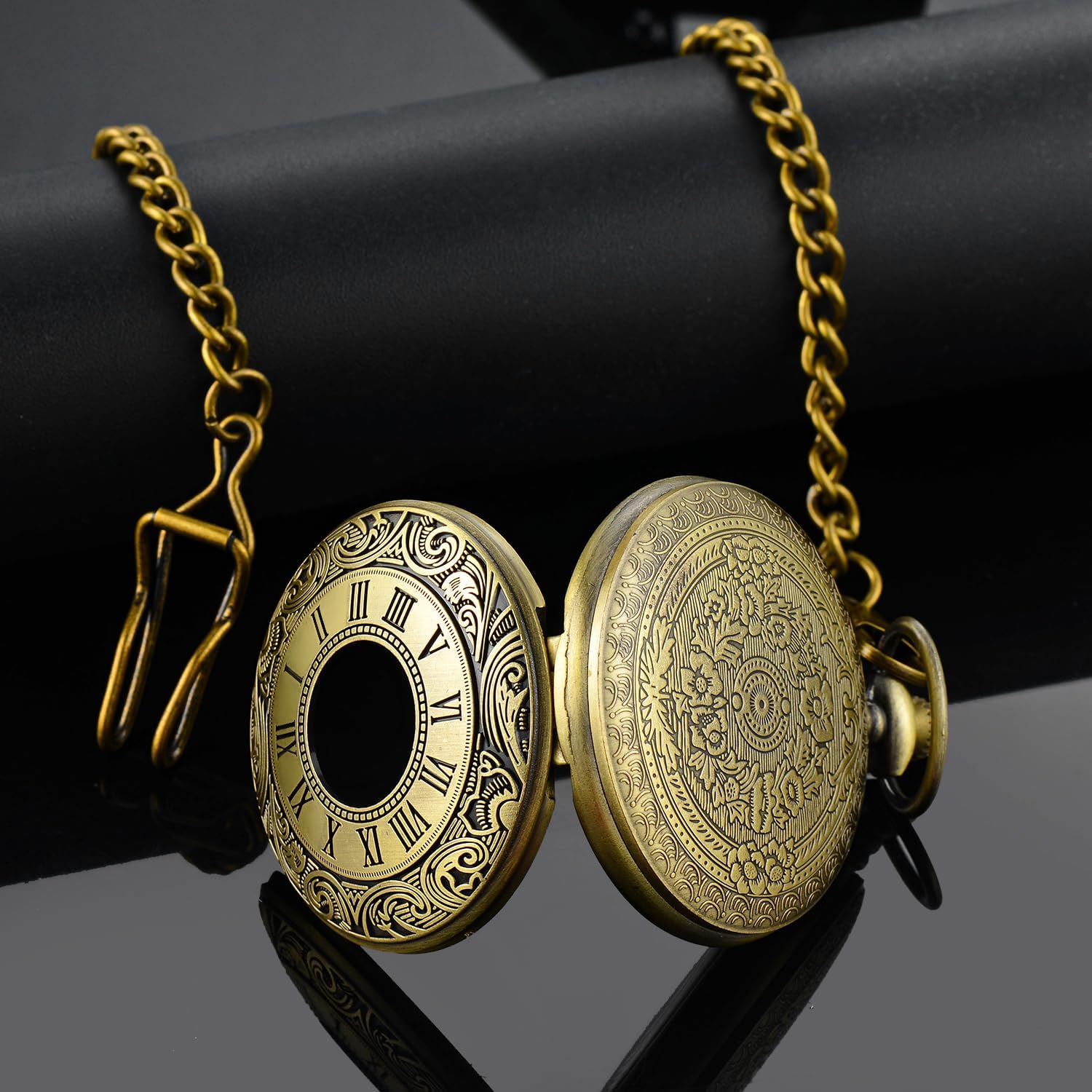Lymfhch Vintage Pocket Watch Roman Numerals Scale Quartz Pocket Watches With Chain Christmas Graduation Birthday Gifts Fathers Day