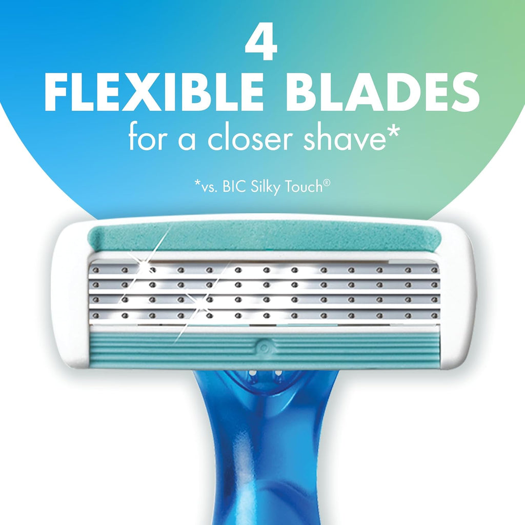 BIC Soleil 4 Women's Disposable 4 Blade Razors, Flexible Blades and Rubber Grip Handle, 10-Pack